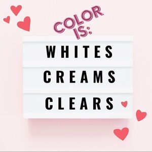 Color is White, cream, clear, silver